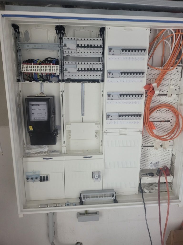 Zählerschrank mit Stromzählern und Elektroverteilung